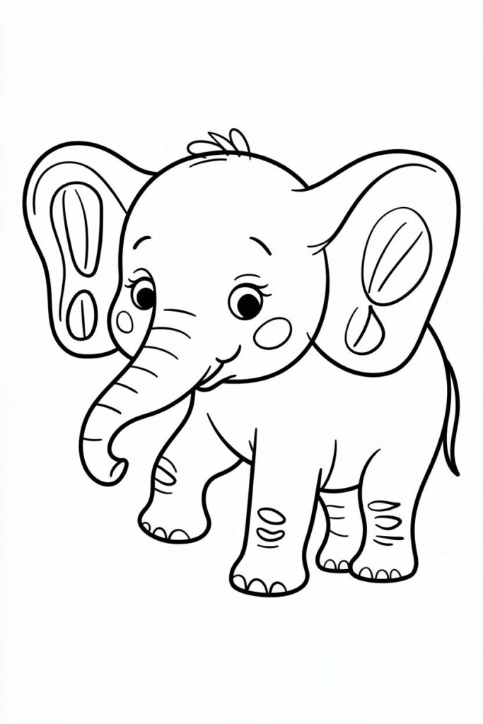Disegno di un elefante cucciolo da colorare per bambini